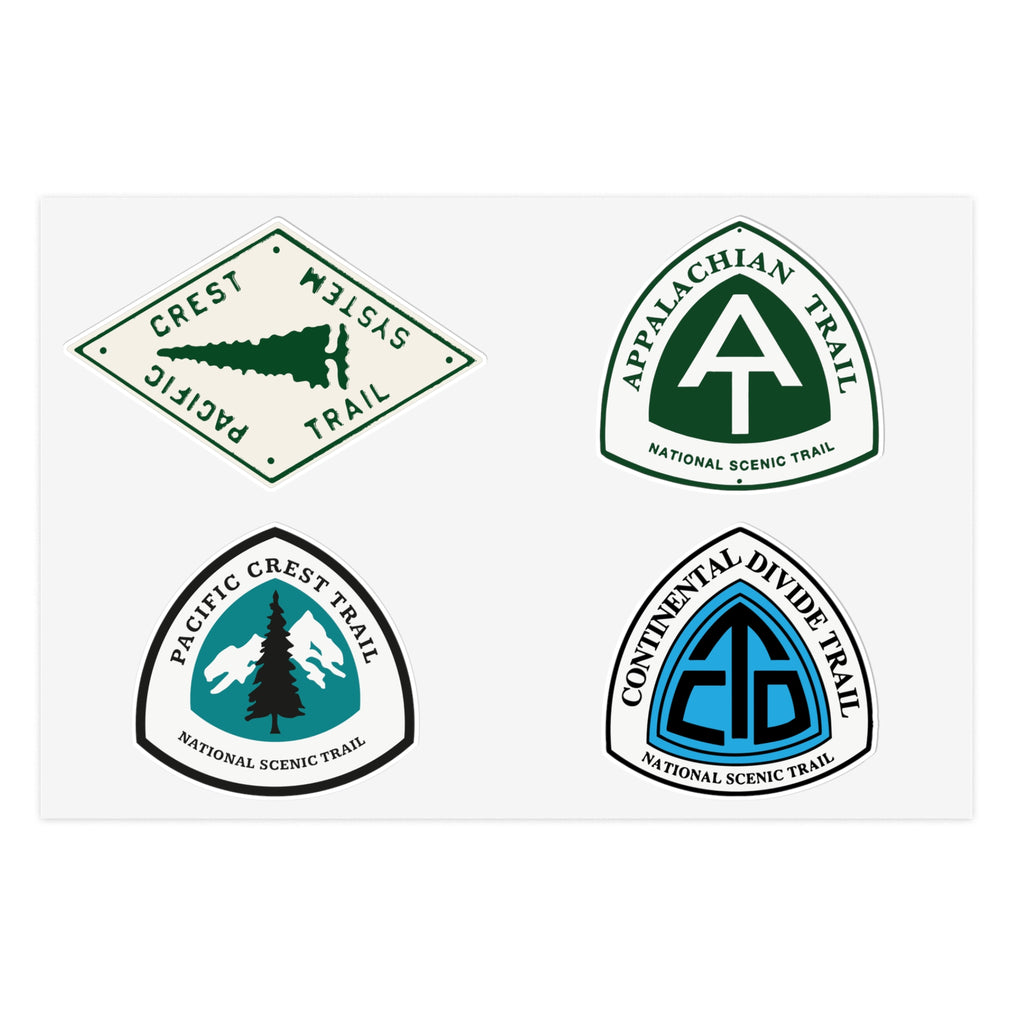 National Scenic Trails Sticker Sheet, Appalachian, Pacific Crest, Continental Divide