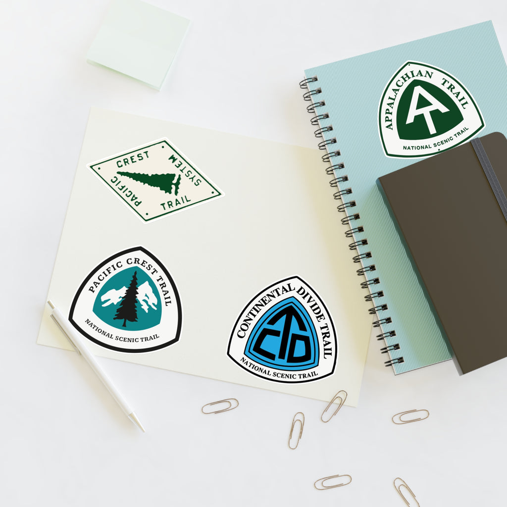 National Scenic Trails Sticker Sheet, Appalachian, Pacific Crest, Continental Divide