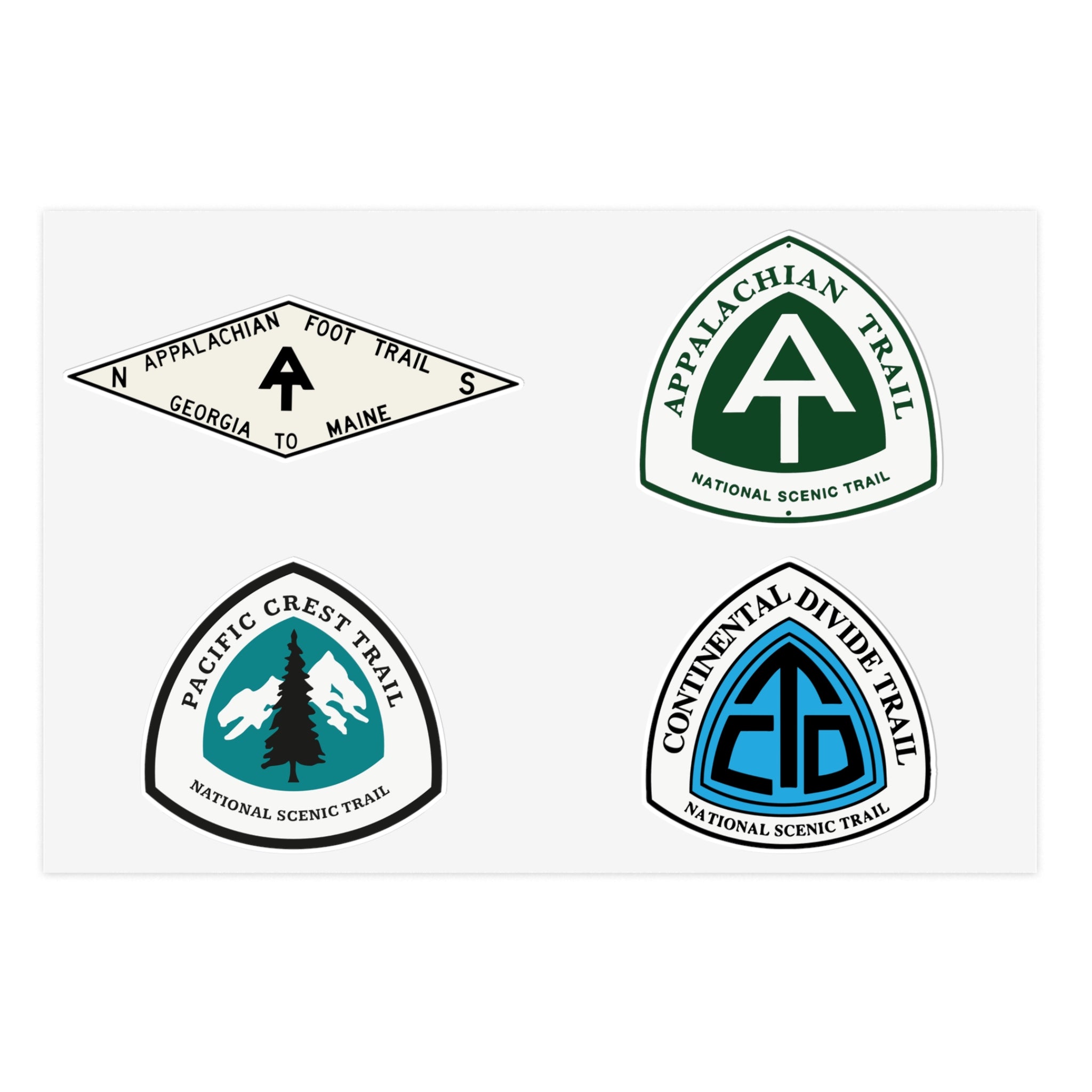 National Scenic Trails Sticker Sheet, Appalachian, Pacific Crest, Continental Divide