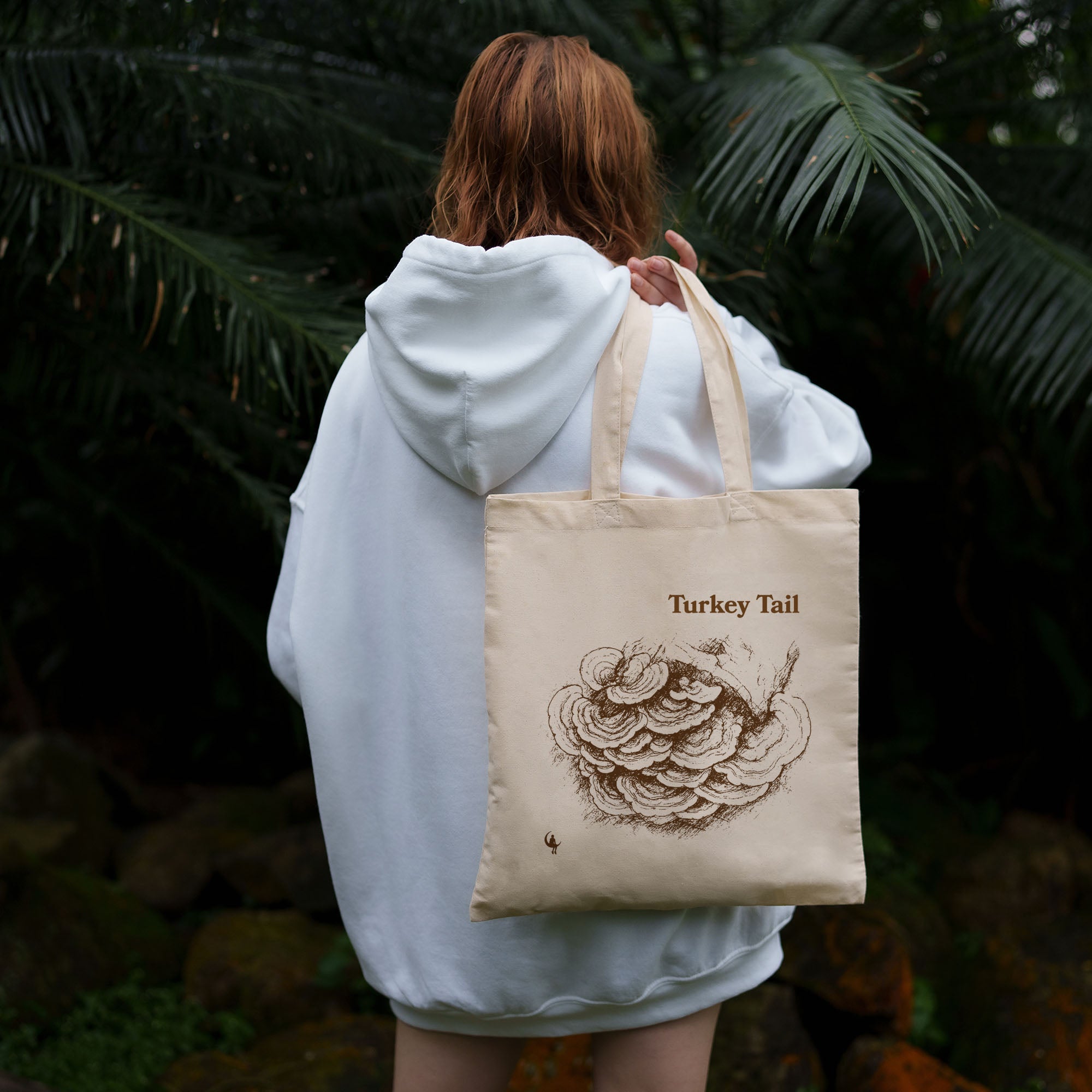 Turkey Tail Cotton Canvas Tote Bag 15" x 16"