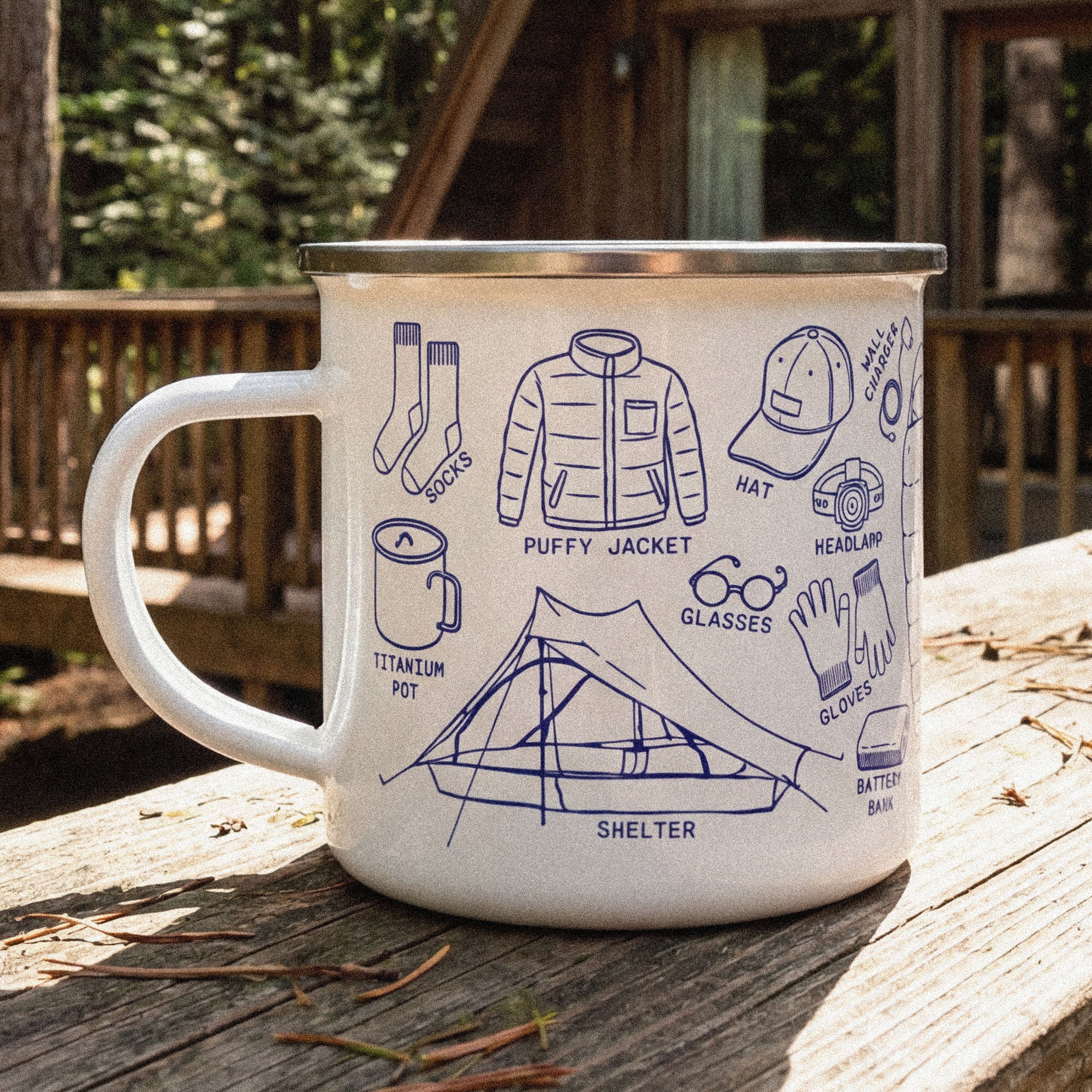 Hiking Essentials Enamel Camping Mug 12oz