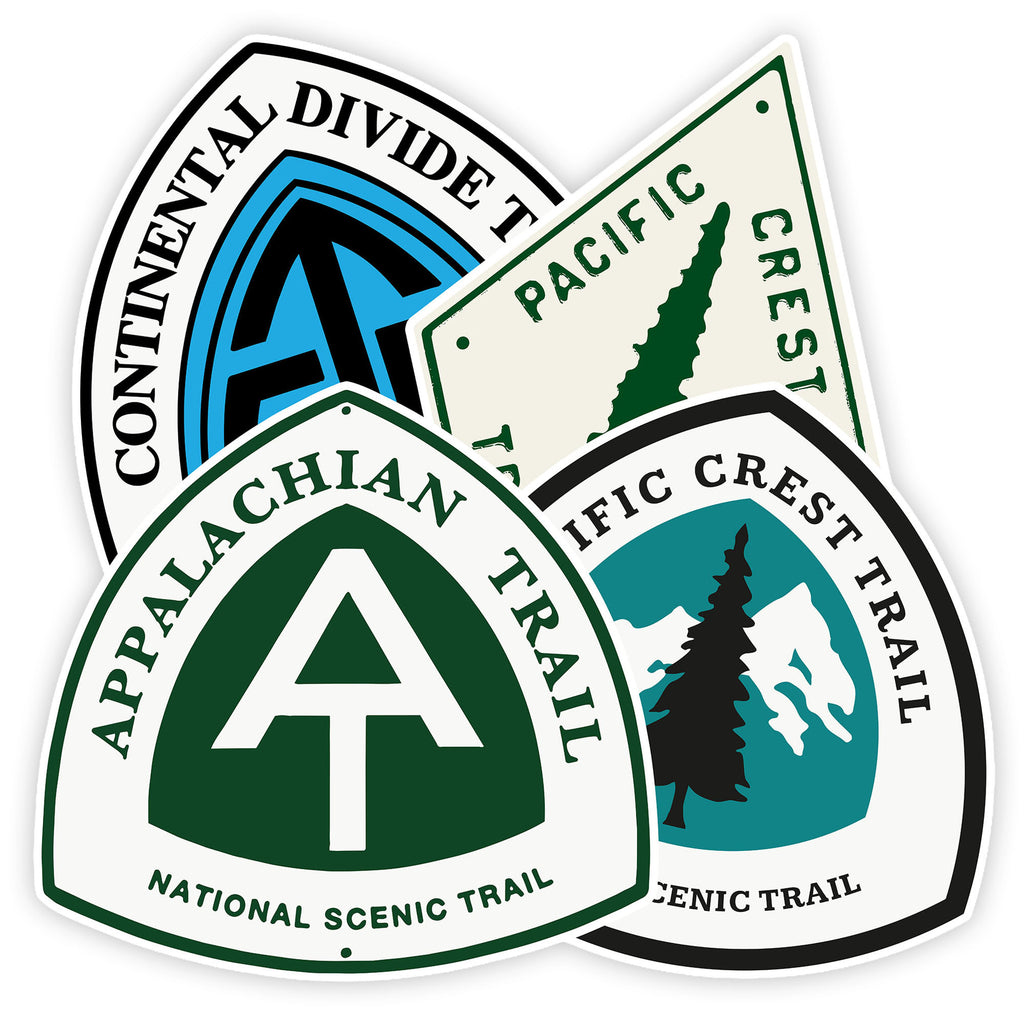 National Scenic Trails Sticker Sheet, Appalachian, Pacific Crest, Continental Divide
