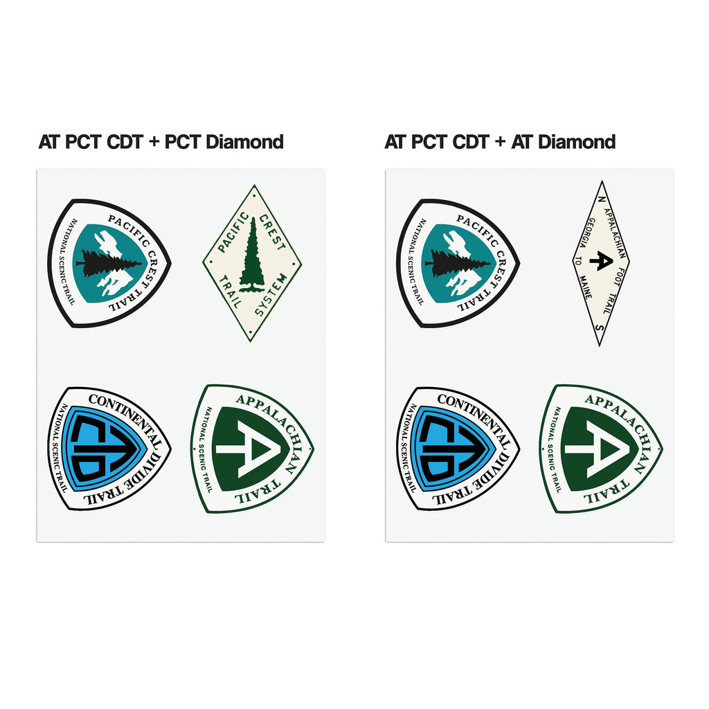 National Scenic Trails Sticker Sheet, Appalachian, Pacific Crest, Continental Divide